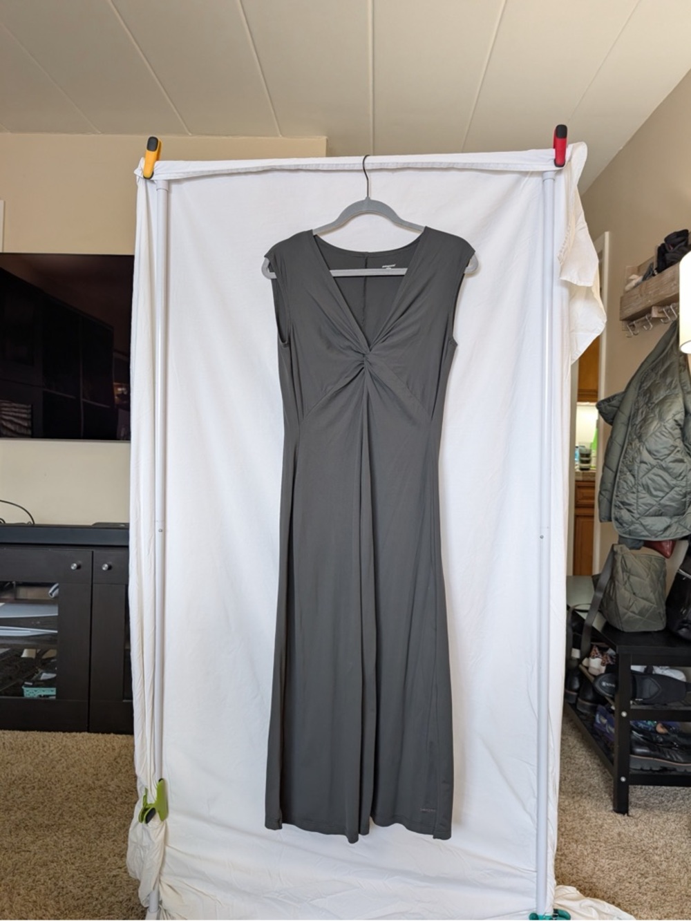 Patagonia Gray Bandha Long Dress Twist front sz L